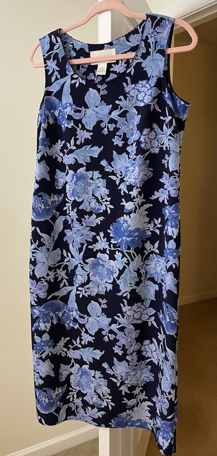 Norton McNaughton Dress Blue Floral Sundress Coastal Vintage 90’s Women’s Small