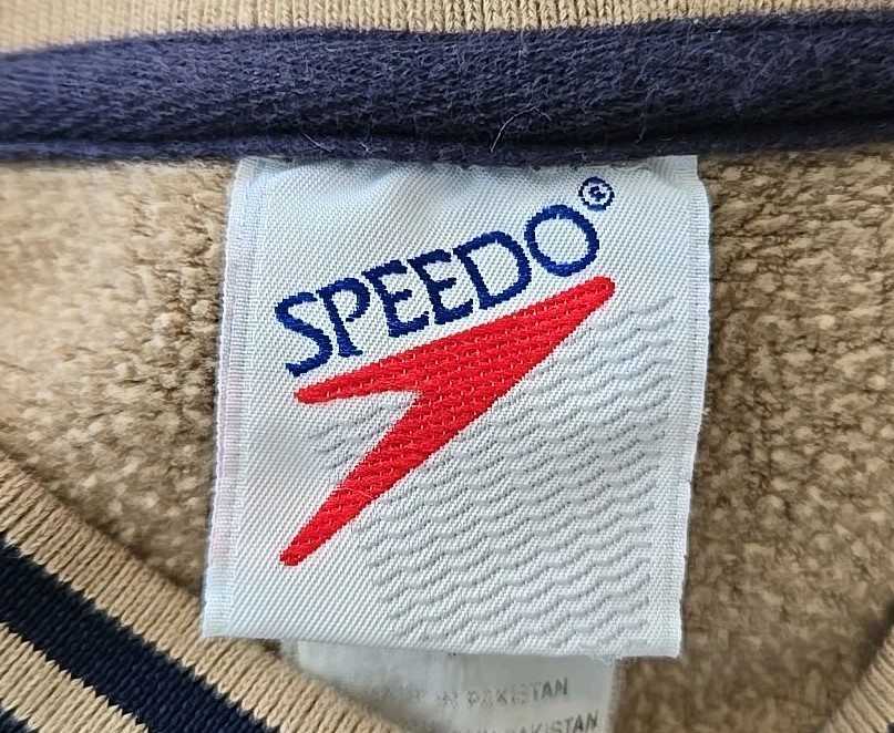 Speedo Mens Pullover Sharpa Fleece Size Large Camel Color With Blue Trim