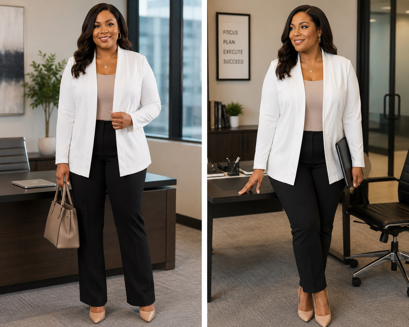 Women’s White Open Front Blazer Jacket XL Stretch Career Office Lightweight New