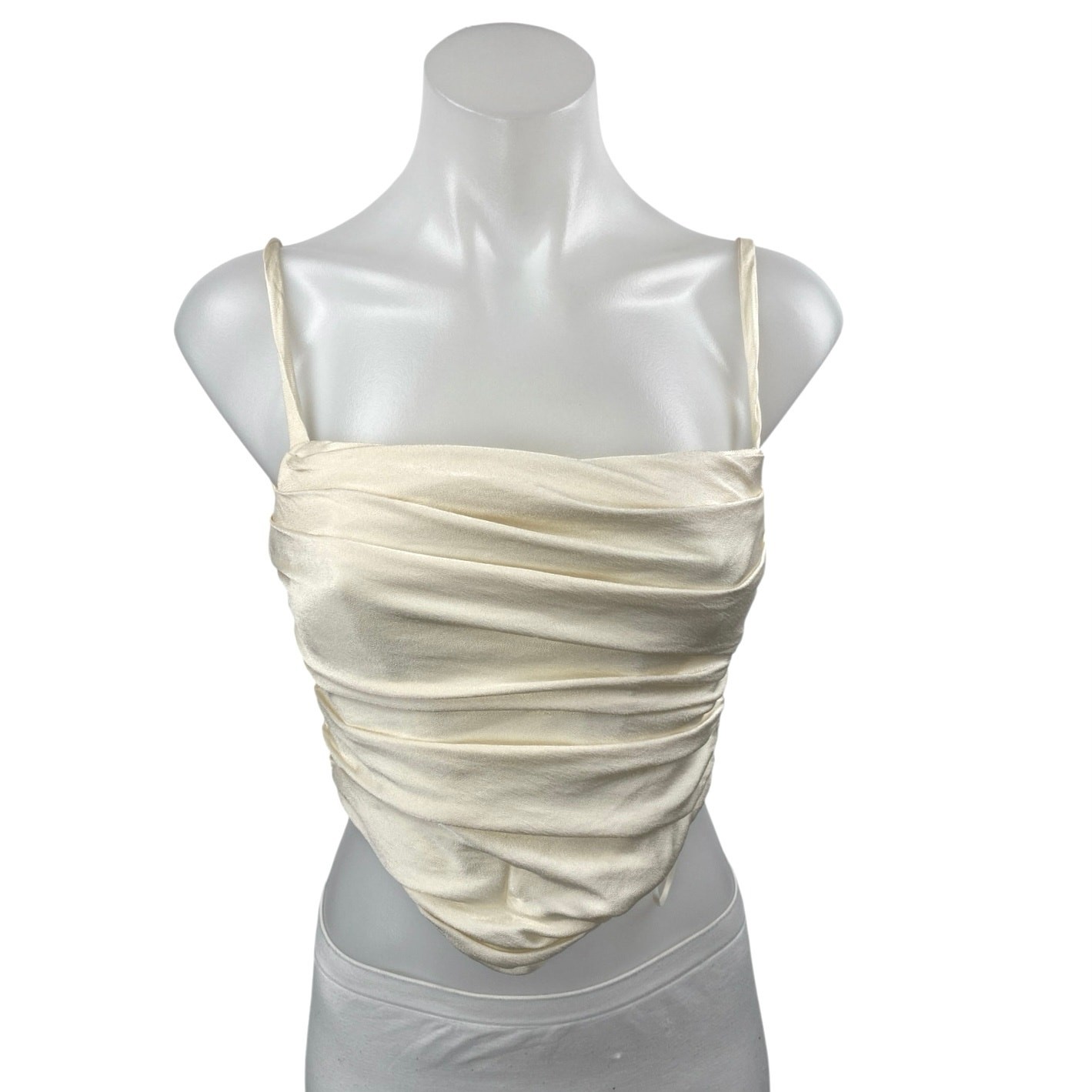 ASTR The Label Cream Sleeveless Cowl Neck Cami Camisole Tank Crop Top Size S