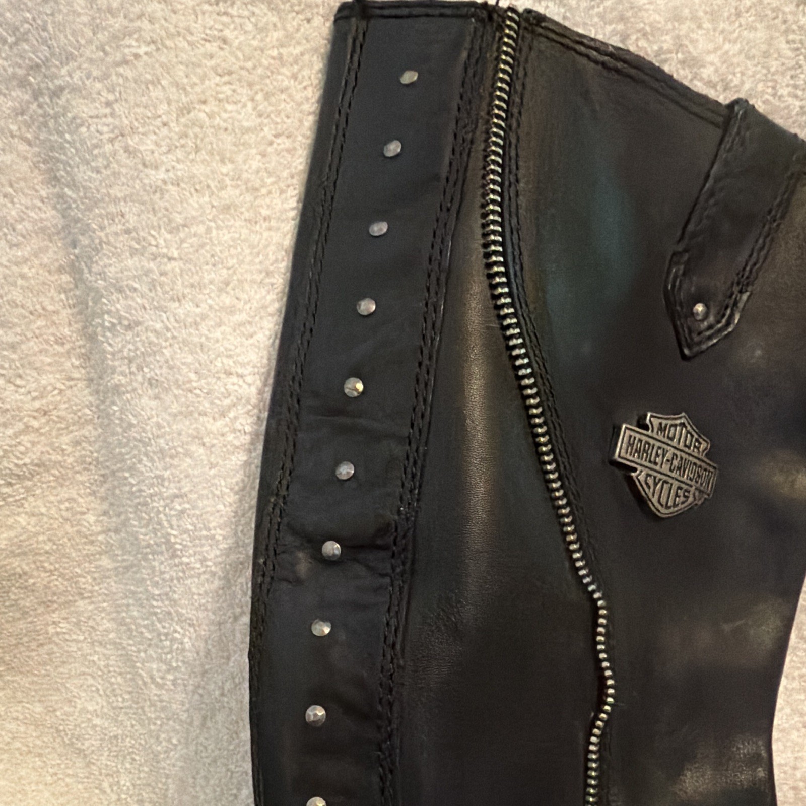 Harley-Davidson Women’s Tall Leather Biker Boots Size 6.5 Buckle & Studs