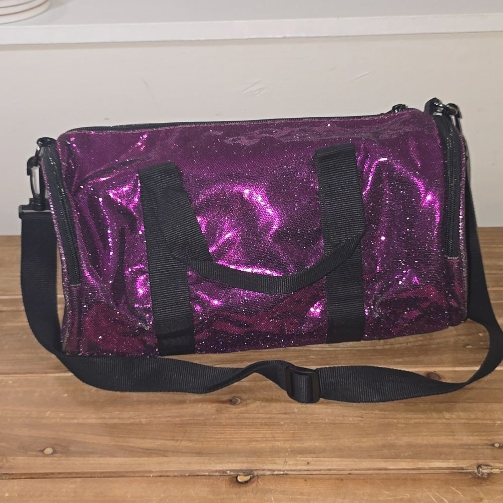 Kids Purple Glittery Duffle bag.