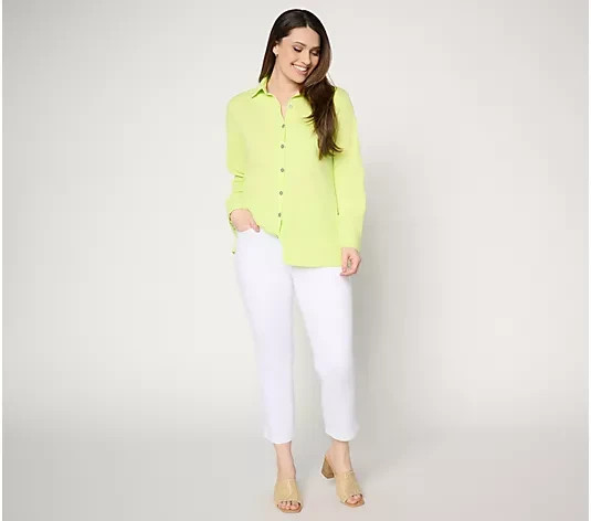 Belle by Kim Gravel Petite TripleLuxe Twill Topstitch Cropped Jean