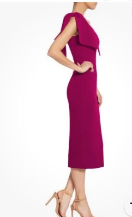 Dress The Population Dark Magenta Tiffany One-Shoulder Midi Dress Small