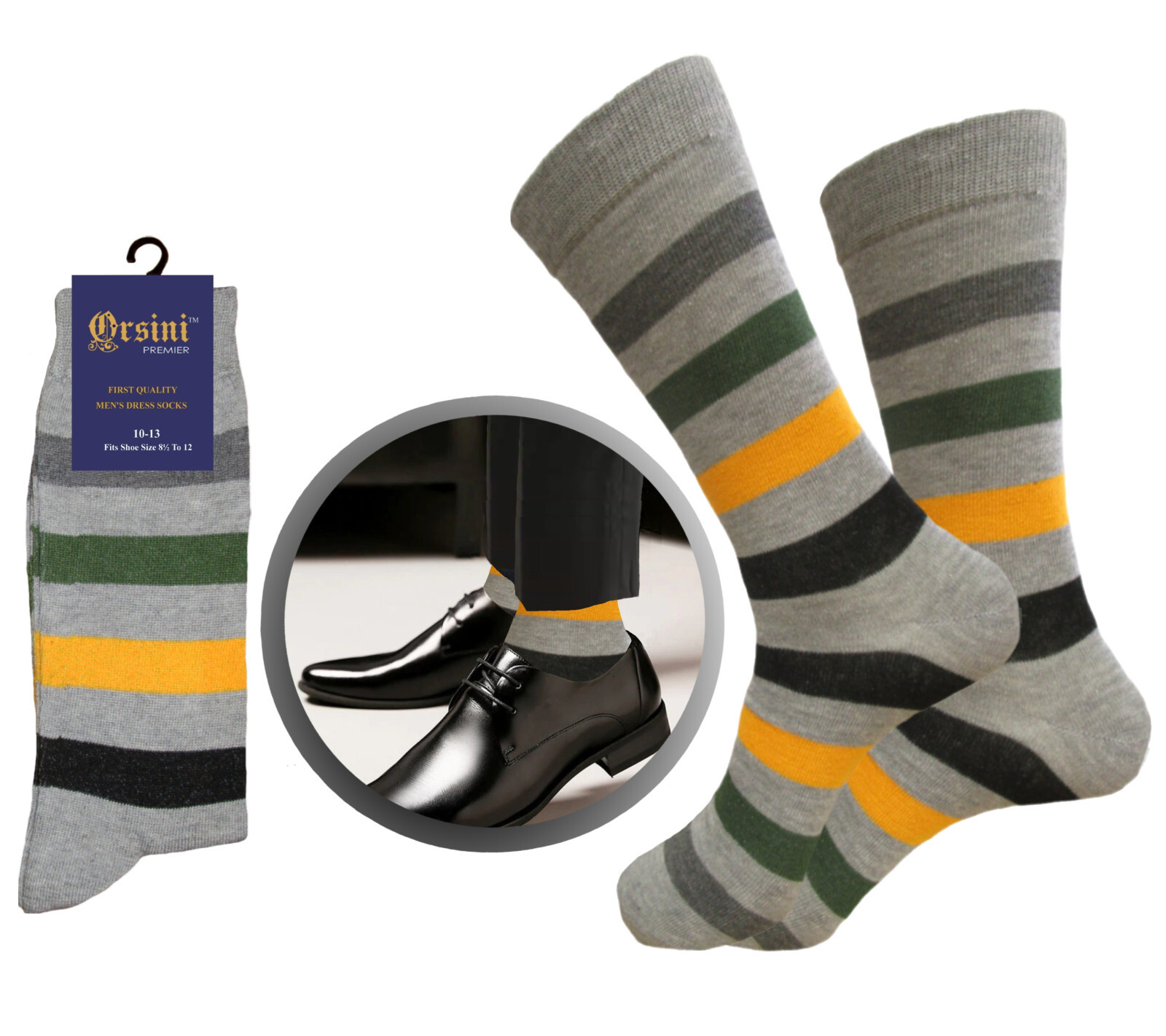 12-6 Pair MULTI PATTERN First quality Multi color Men’s COTTON Dress Socks 10-13
