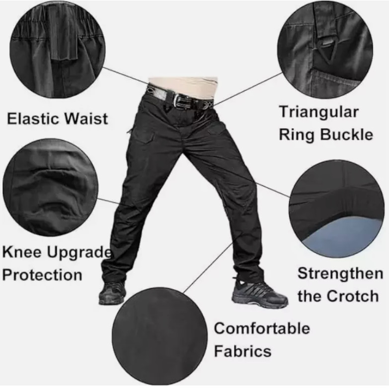 Tactical Mens Cargo Pants Waterproof Work Hiking Combat Outdoor Trousers Pants