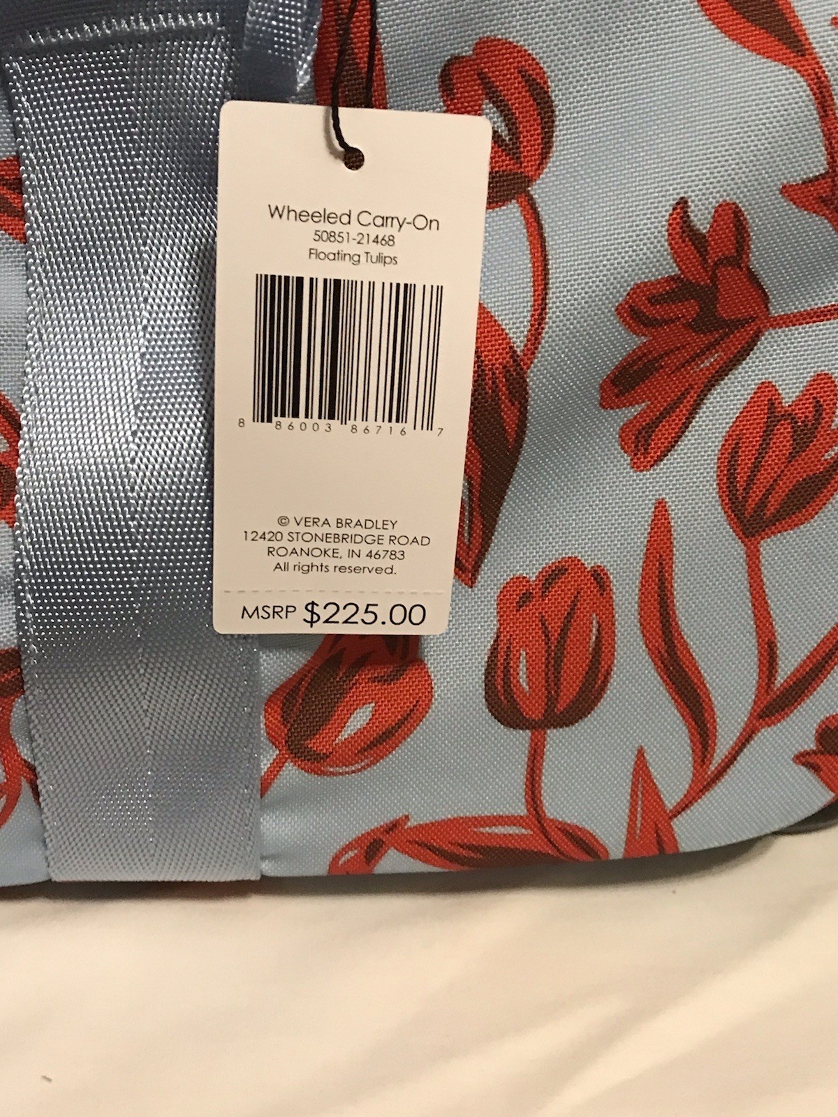 Floating Tulips Vera Bradley WHEELED Carry On Polyester NWT 21w 9.5h 12.75d NWT