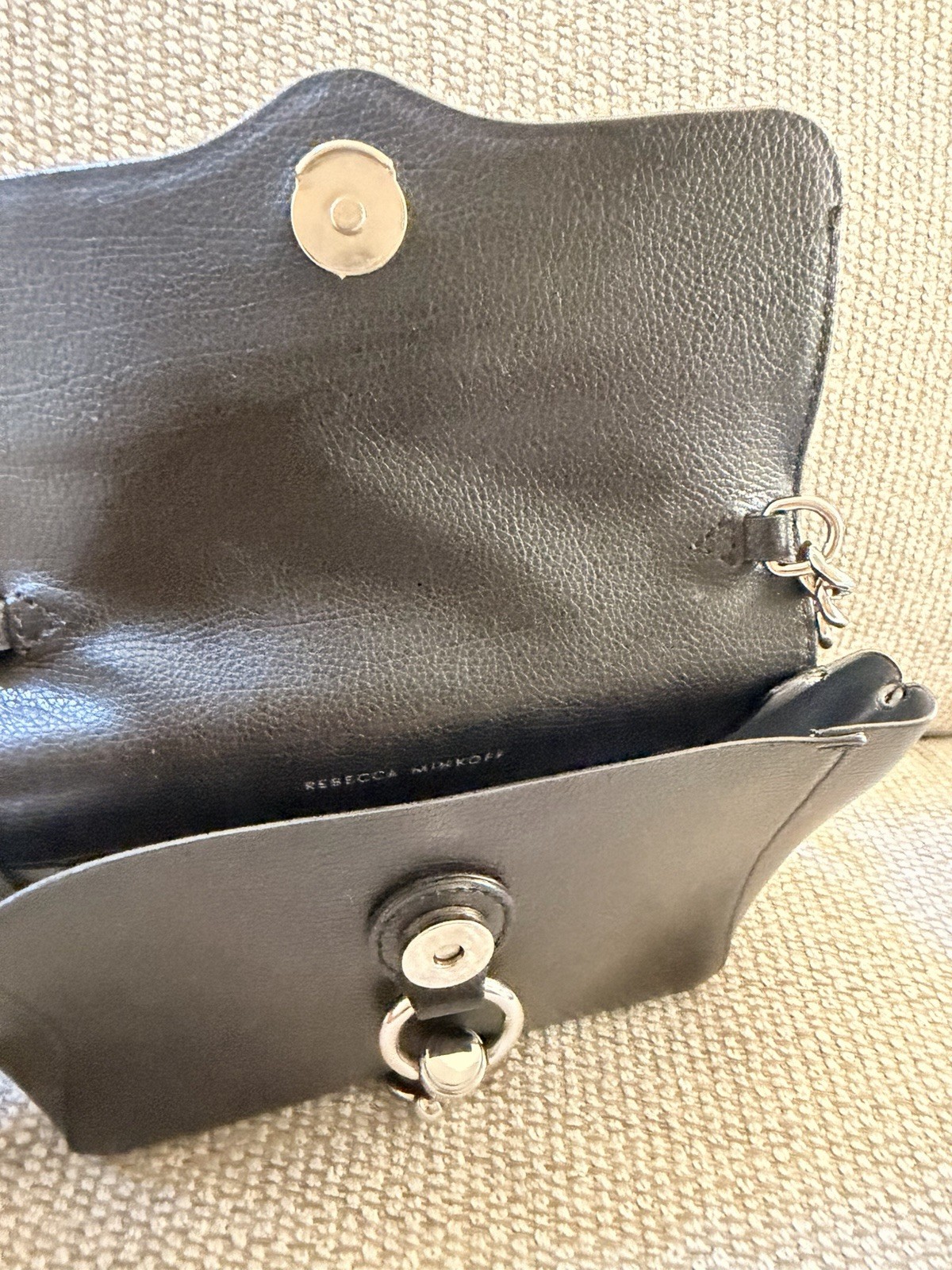 Rebecca Minkoff Mini MAC Black Pebbled Leather Crossbody Bag Silver Hardware