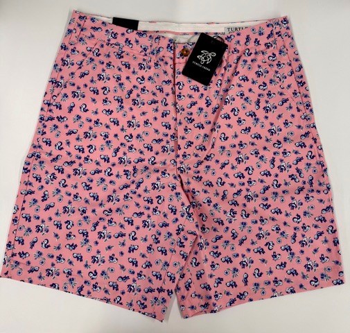 Turtle Creek Men s Pink Birdies Print Shorts Flat Front Golf Casual