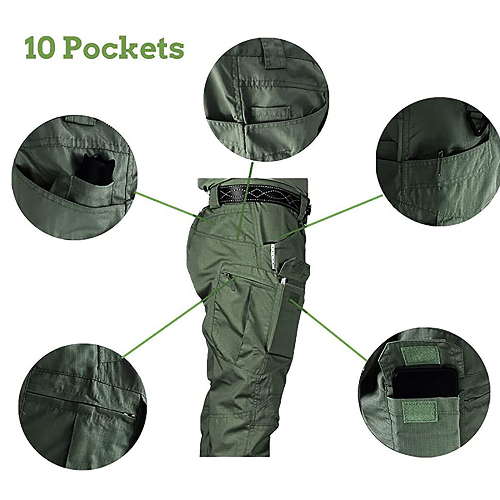 Tactical Cargo Pants for Men Waterproof Hiking Work Combat Outdoor Trousers