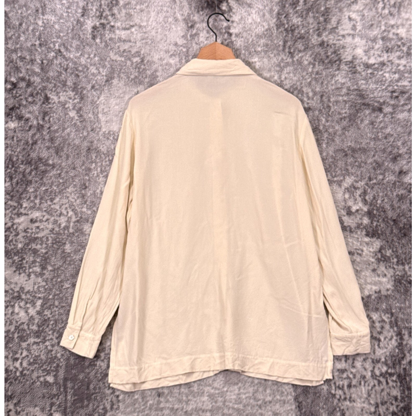 Eileen Fisher Tunic Top Small Womens Silk Georgette Crepe Button Long Sleeve