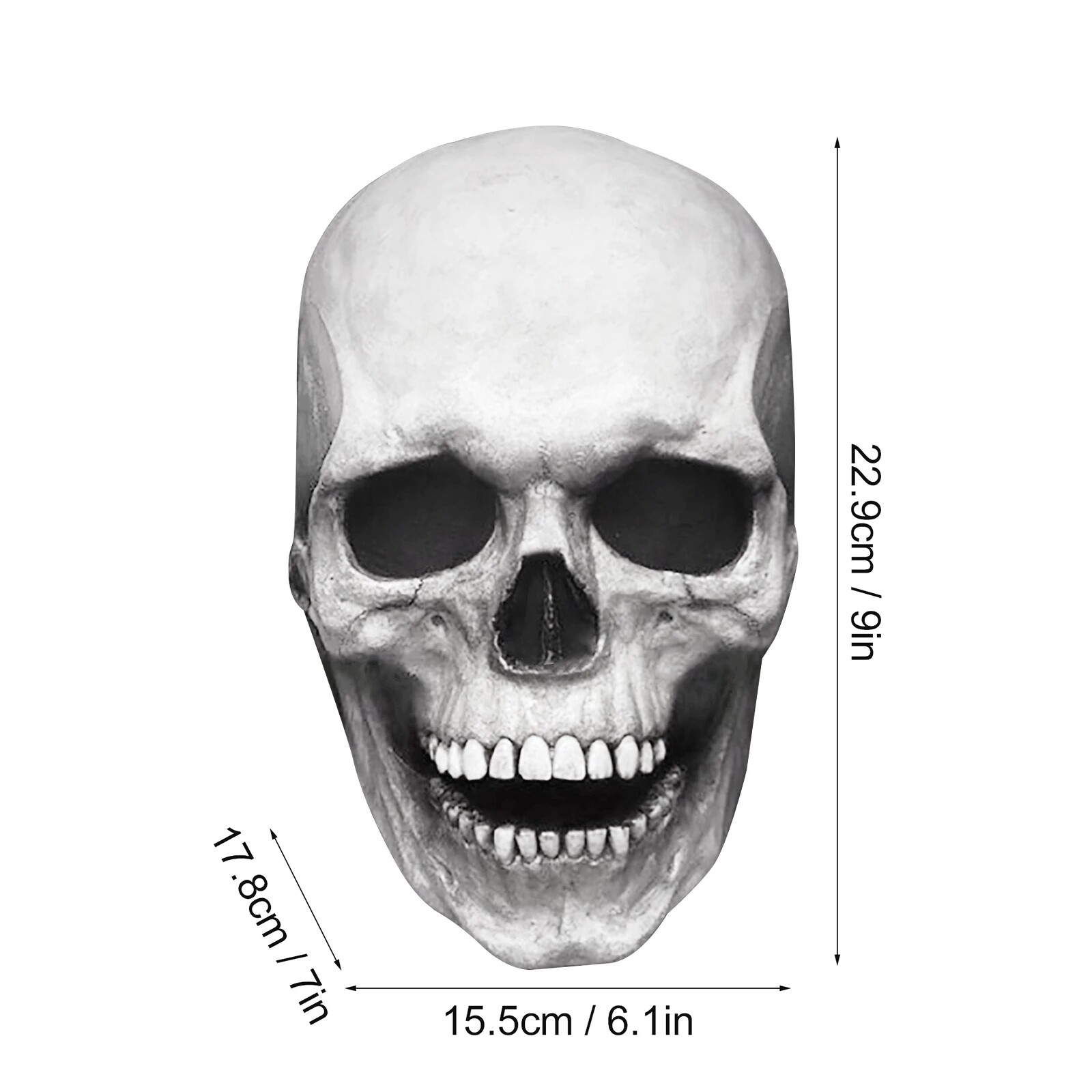 Realistic Movable Halloween Full Head Skull Mask Helmet with Jaw Horror Cosplay