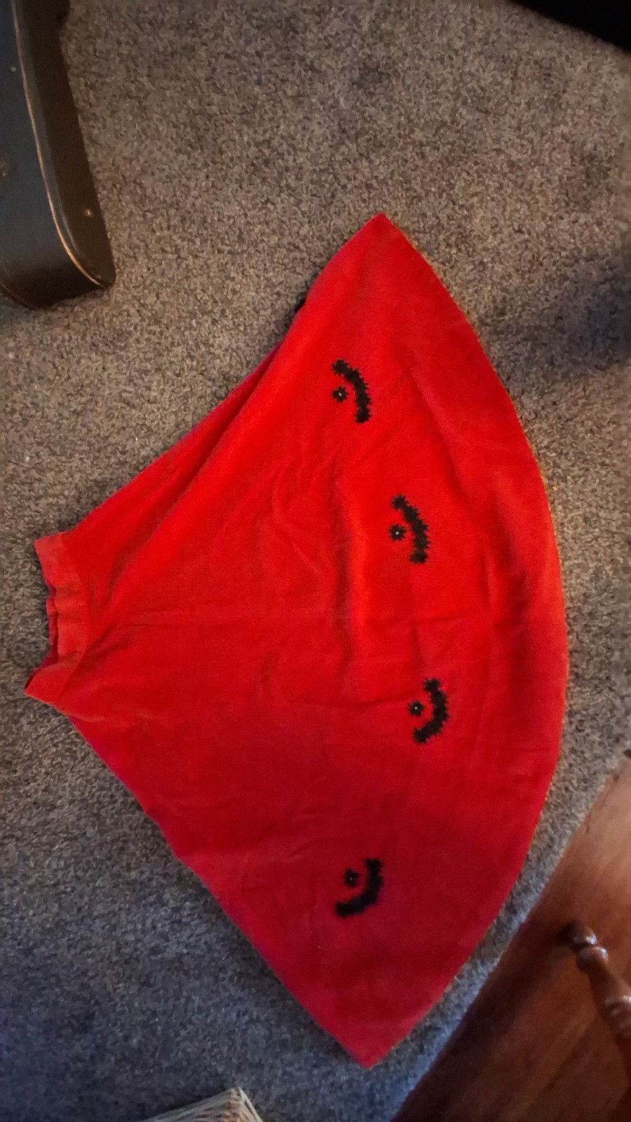1950s Vintage Red Velvet Half Circle Skirt Lace Appliqué Christmas Skirt Sz S