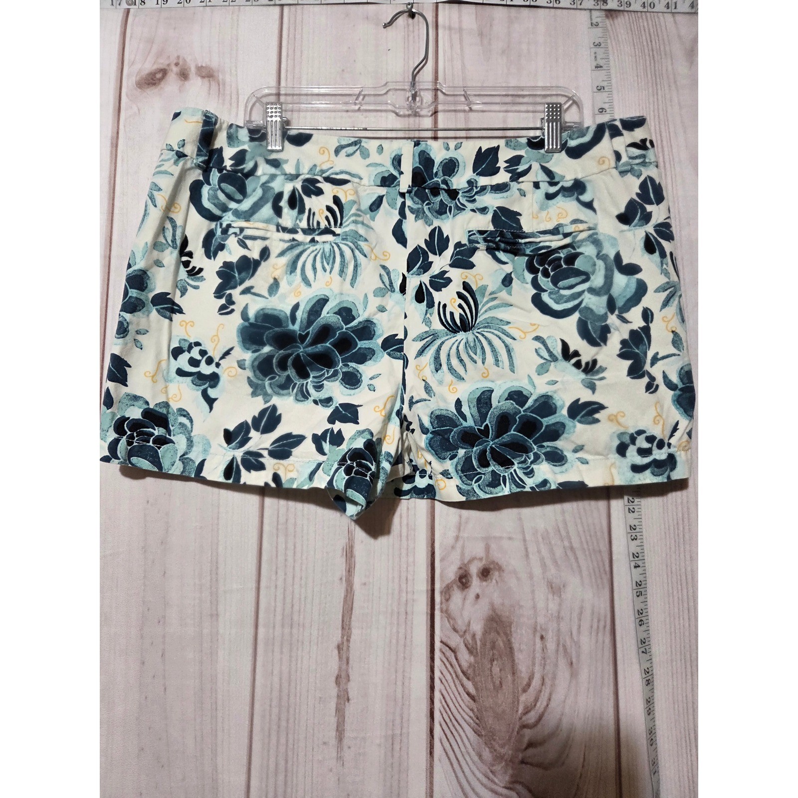 Floral Print Shorts Blue White Garden Casual Summer Ladies 16