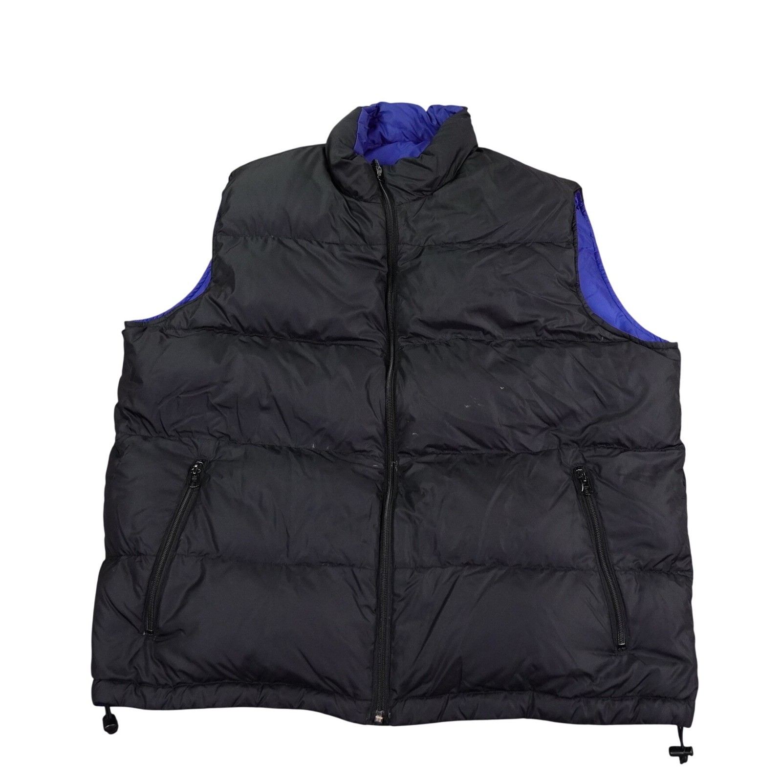 Lands’ End Mens Reversible Goose Down Puffer Vest Black Blue XL 46-48 73443