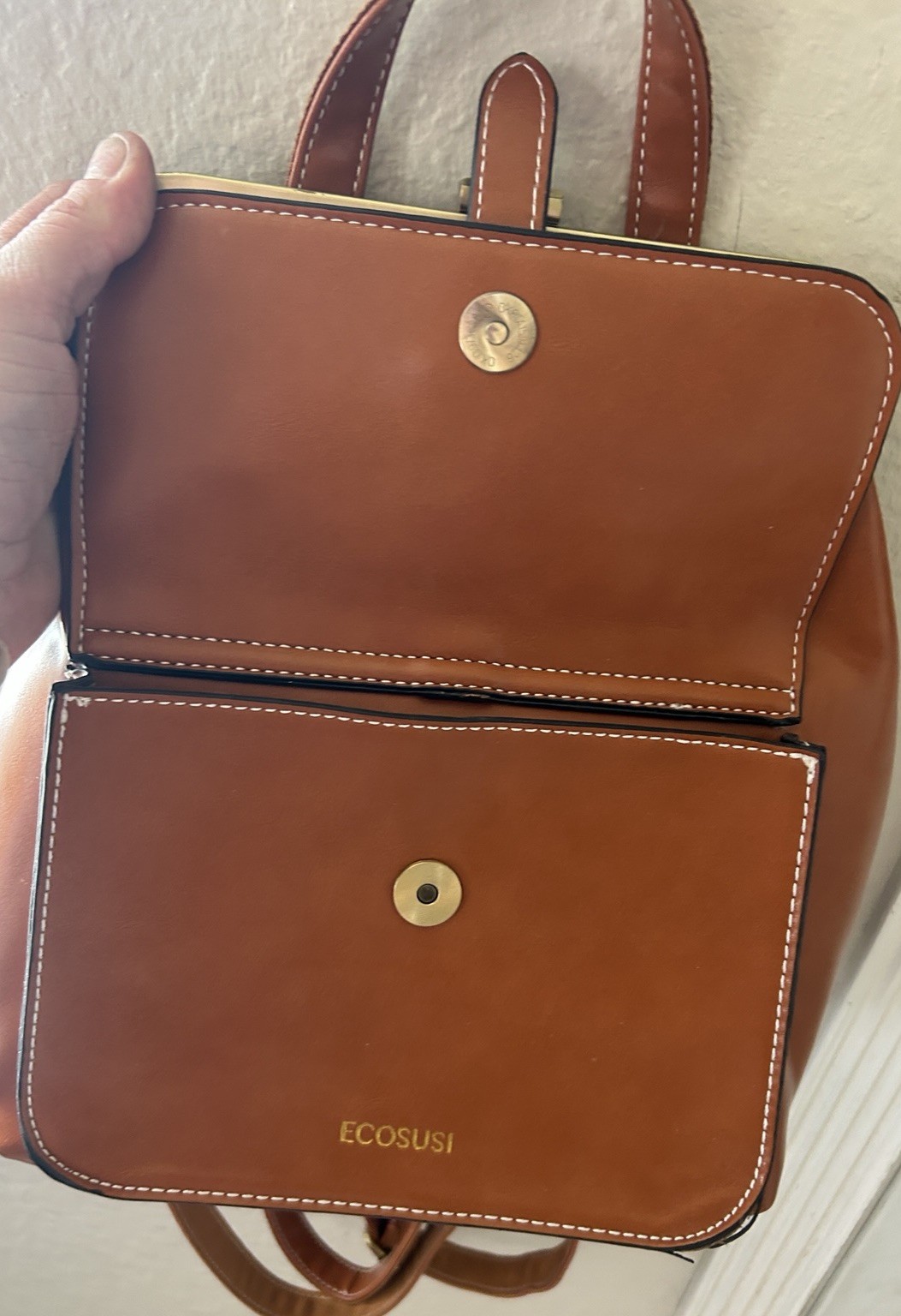 ECOSUSI Women’s Brown Backpack Purse Top Handle Magnetic Buckle Inner Pockets