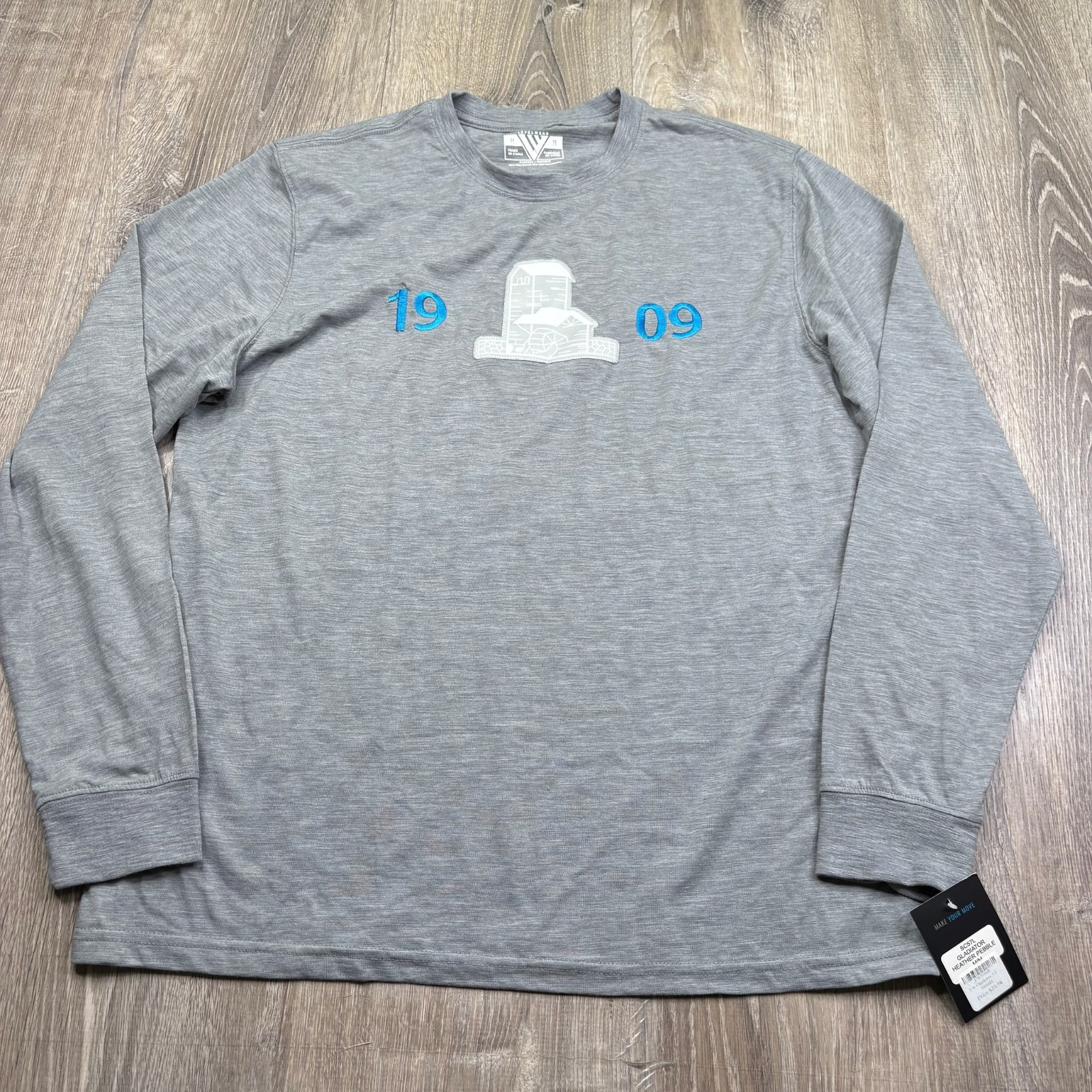 NWT Level Wear Mens Heather Gray Crew Neck Gladiator Long Sleeve T-Shirt Size M