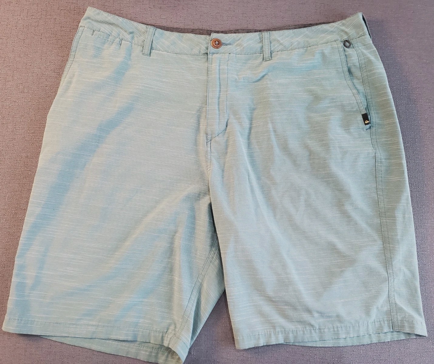 Quicksilver Mens Sz 40 Amphibian Hybrid Board Shorts Zip Pocket Green Texured