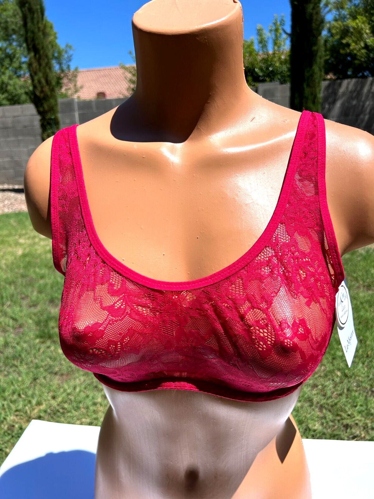 Le Mystere Stretch Lace Unlined Underwire Bra 36B Merlot Red $68 #8232 NWT