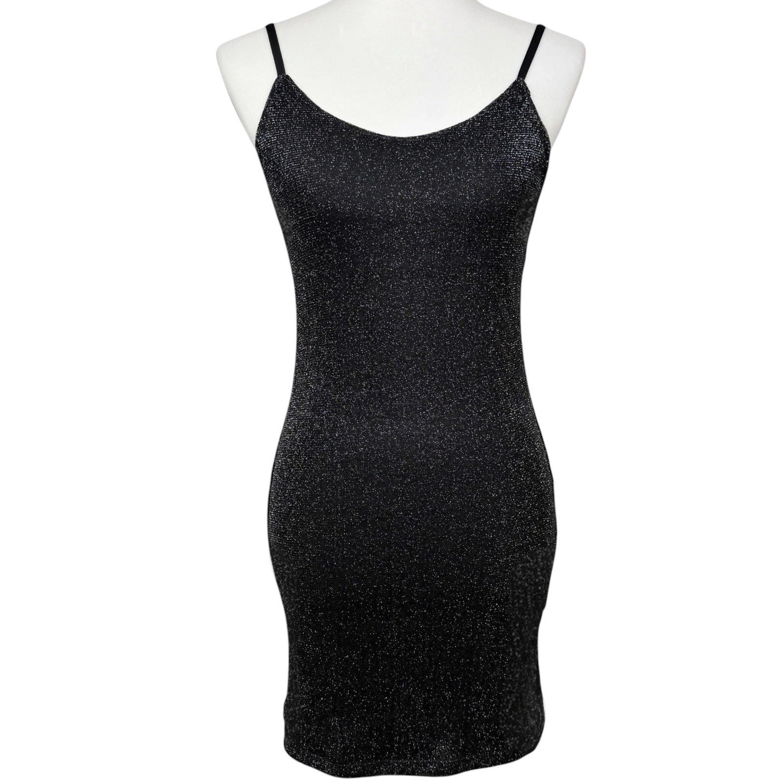 Klassy Network Slip Dress Sz Medium Black Sparkle Fairy Goth Bodycon Mini Party