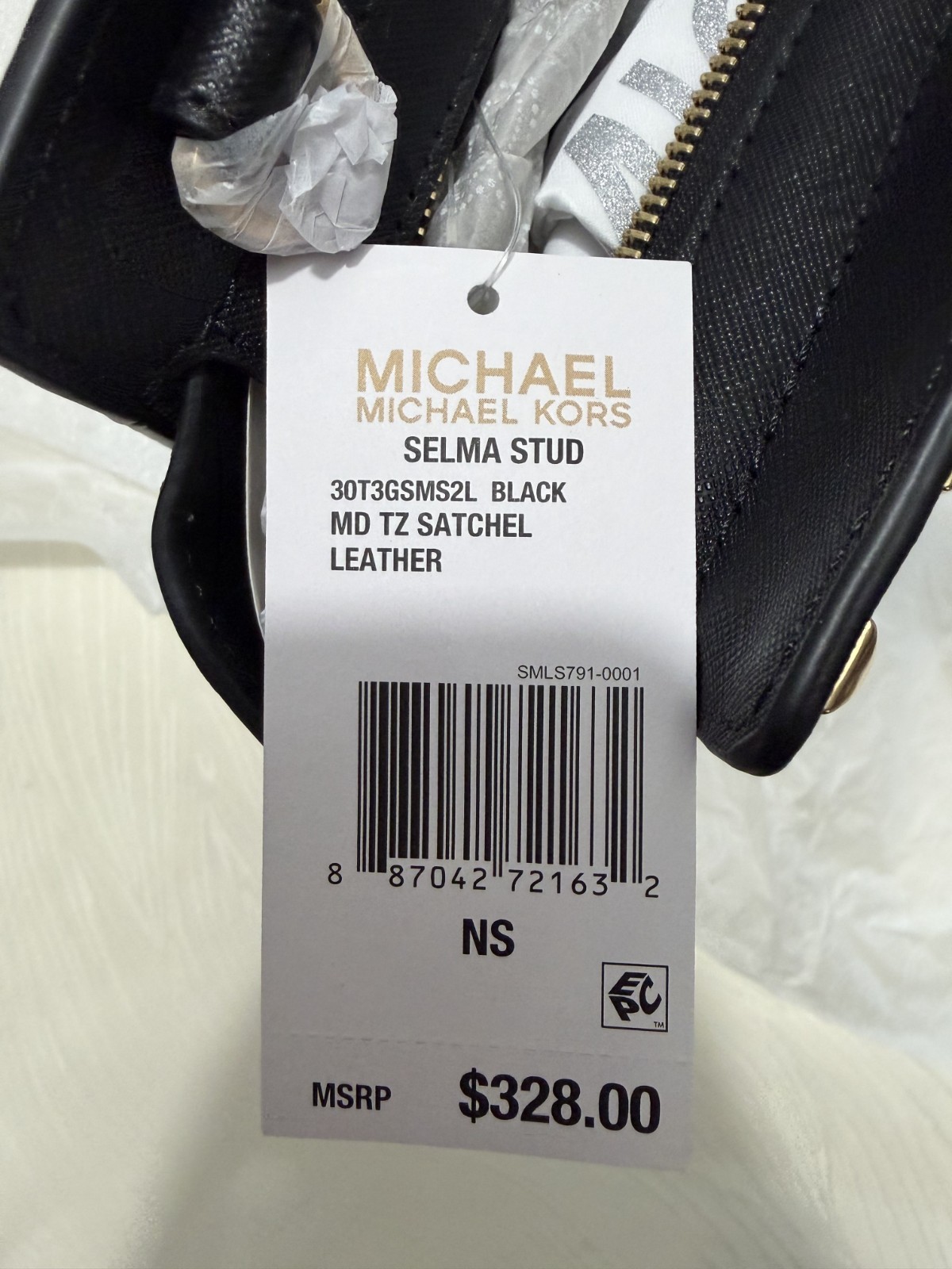 Michael Kors Selma Stud Medium TZ Satchel Black Leather NWT 30T3GSMS2L