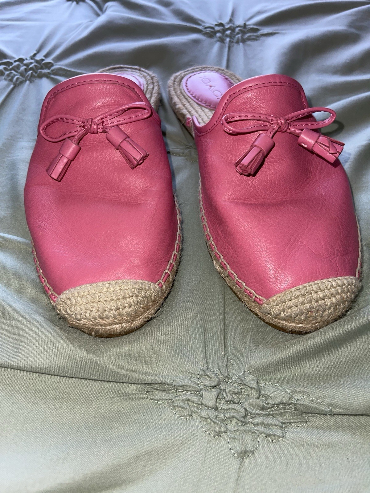 Coach Pink Leather Tassel Slip-On Flats Women’s EU 37.5 Closed Toe