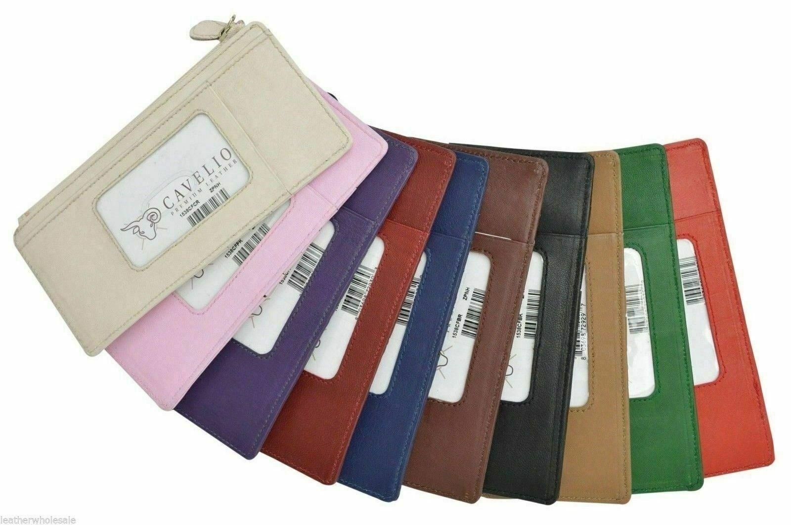 Cavelio Women’s Genuine Leather ID Credit Card Holder Wallet Slim Purse Colors