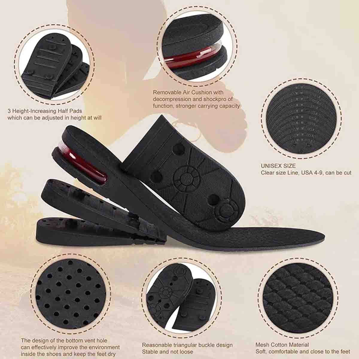 3 Layer Man 7 cm 2.75 inches Increase Height Insole Taller Pad (Left and Right)