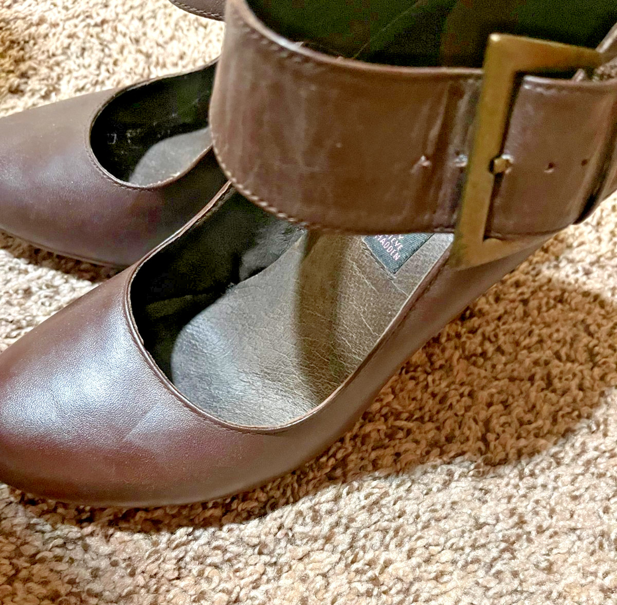 Steve Madden Women’s Dark Brown Mary Jane Pump Shoes Size 7.5