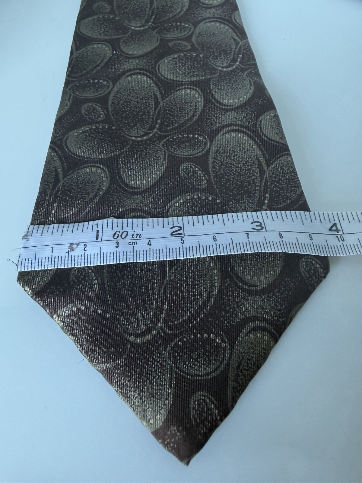 Vintage Fendi Roma Brown Abstract Pebble Silk Tie 90s Made in USA Wide Blade