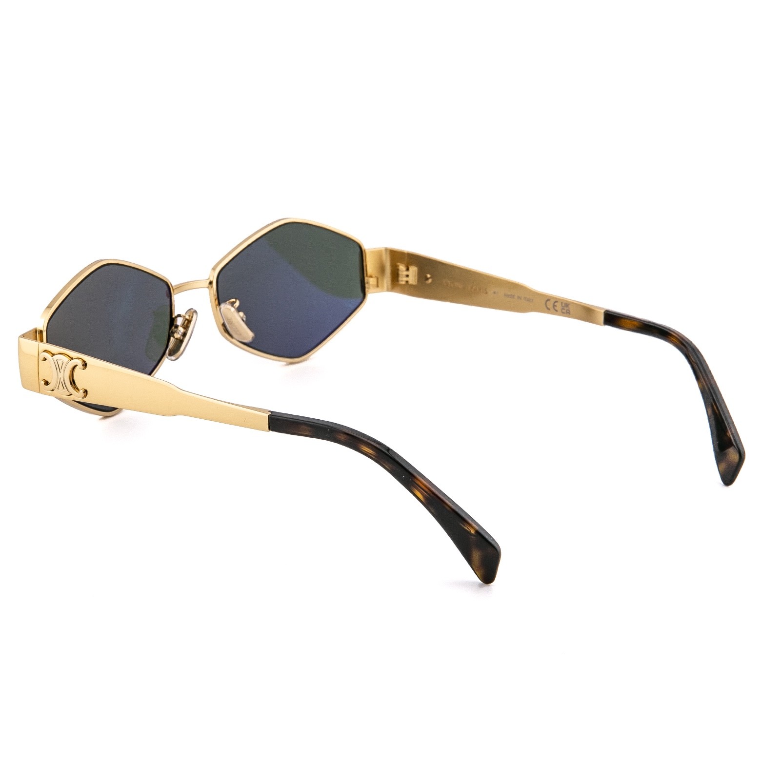 CELINE CL40254U 40254 METAL TRIOMPHE Gold Green Oval Unisex Sunglasses 30N