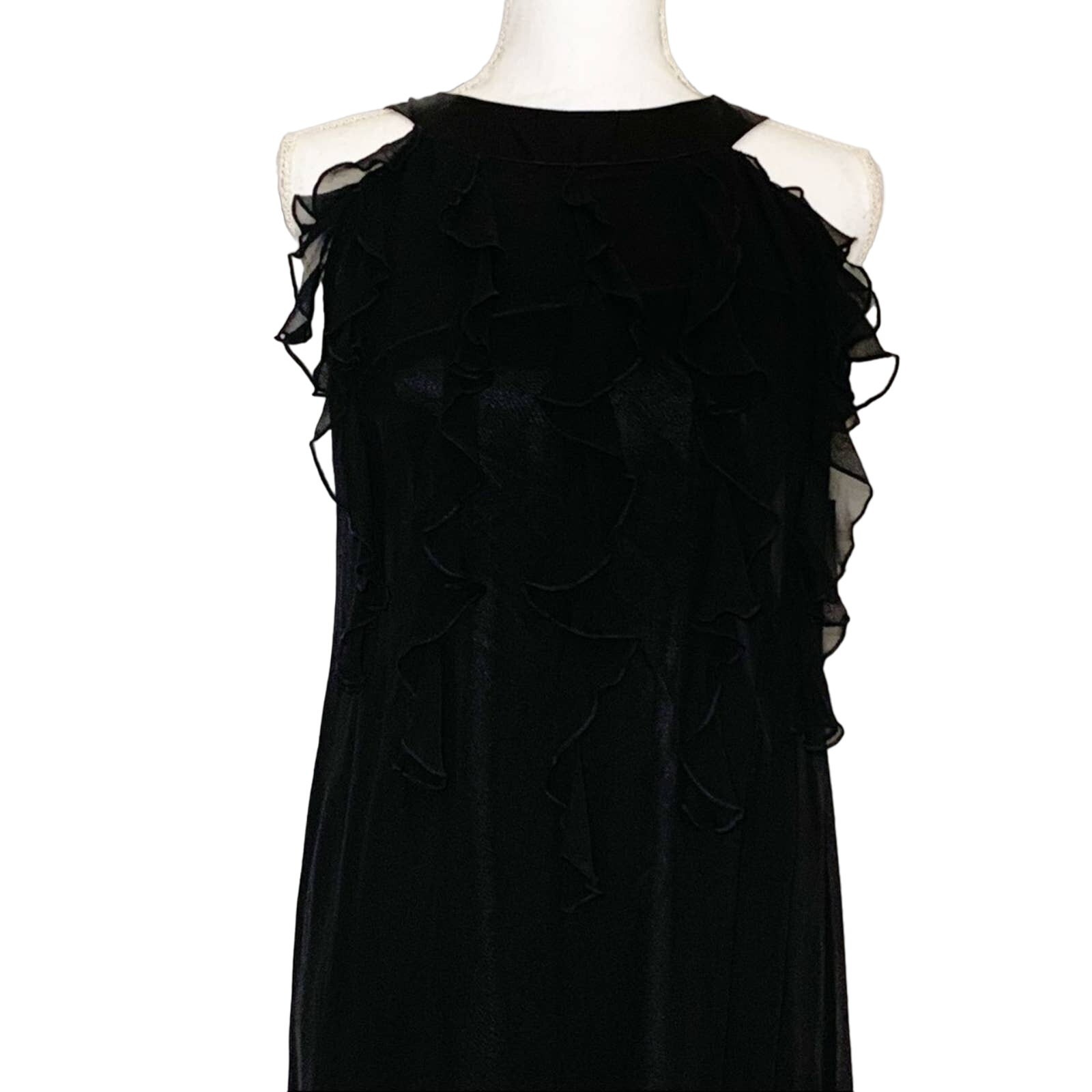 NWT Taylor Dresses by Ann Taylor Black Silk Ruffle Bust Cocktail Dress 2