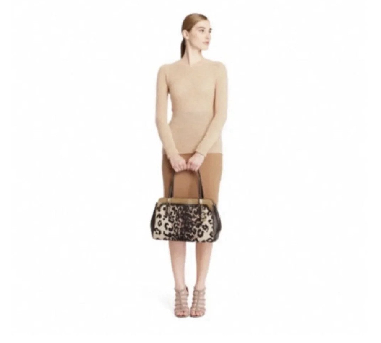 Coach Leopard Print Madison Satchel Top Handle Bag Brown/Black Gold Hardware