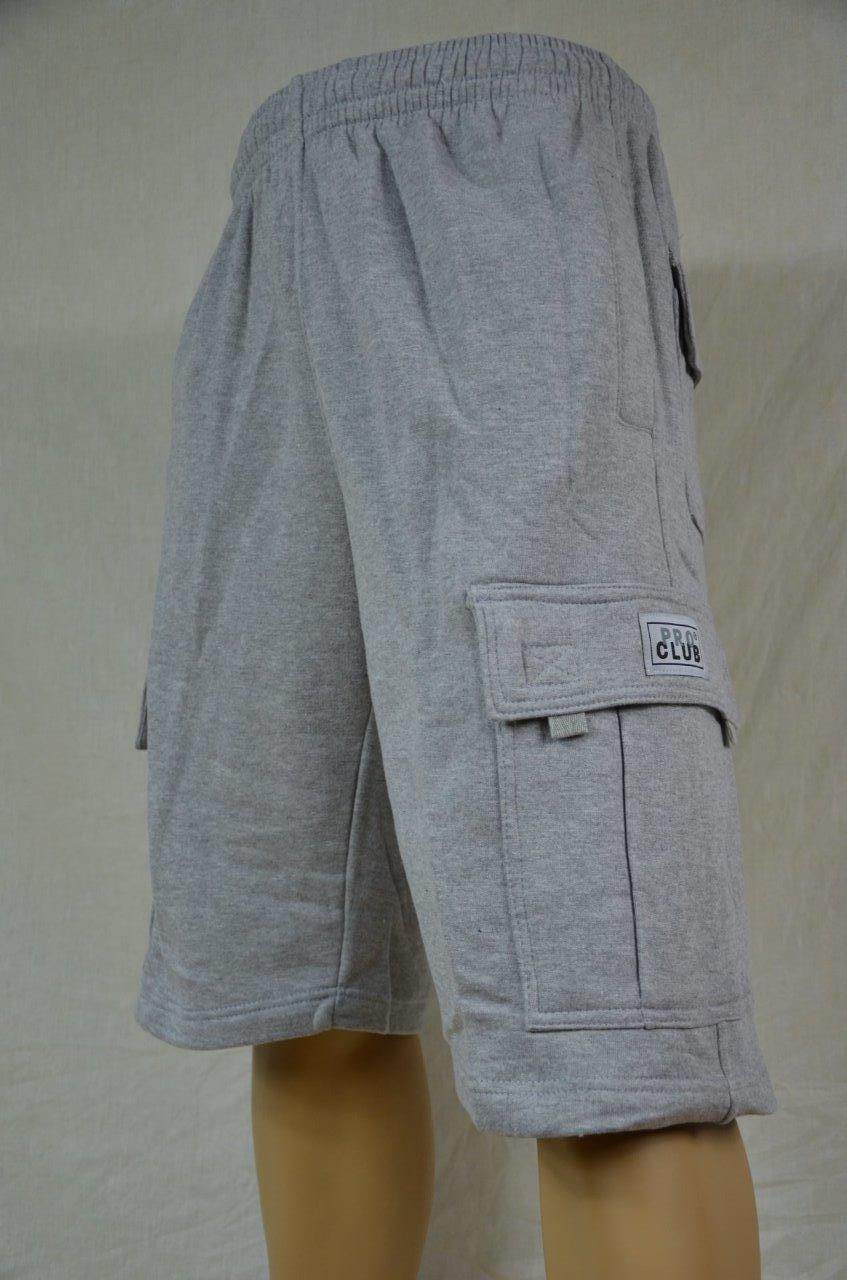 NWT PROCLUB HEAVY WEIGHT FLEECE CARGO SHORTS HEATHER GRAY POCKETS MENS S-7XL 1PC