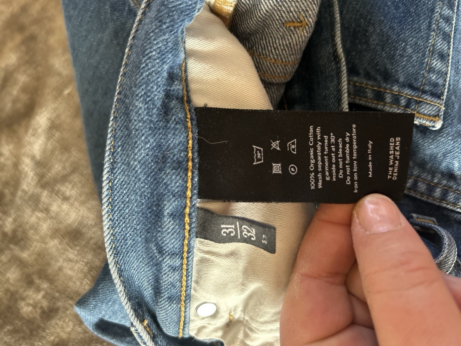ASKET Mens Light Wash Blue Denim Butterfly Jeans Regular 31/32 Made In Italy