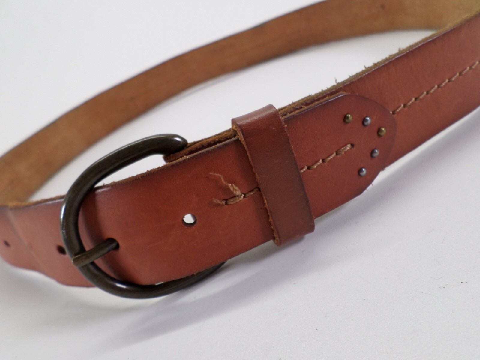 Studded Leather Belt 30 32 34 Brown