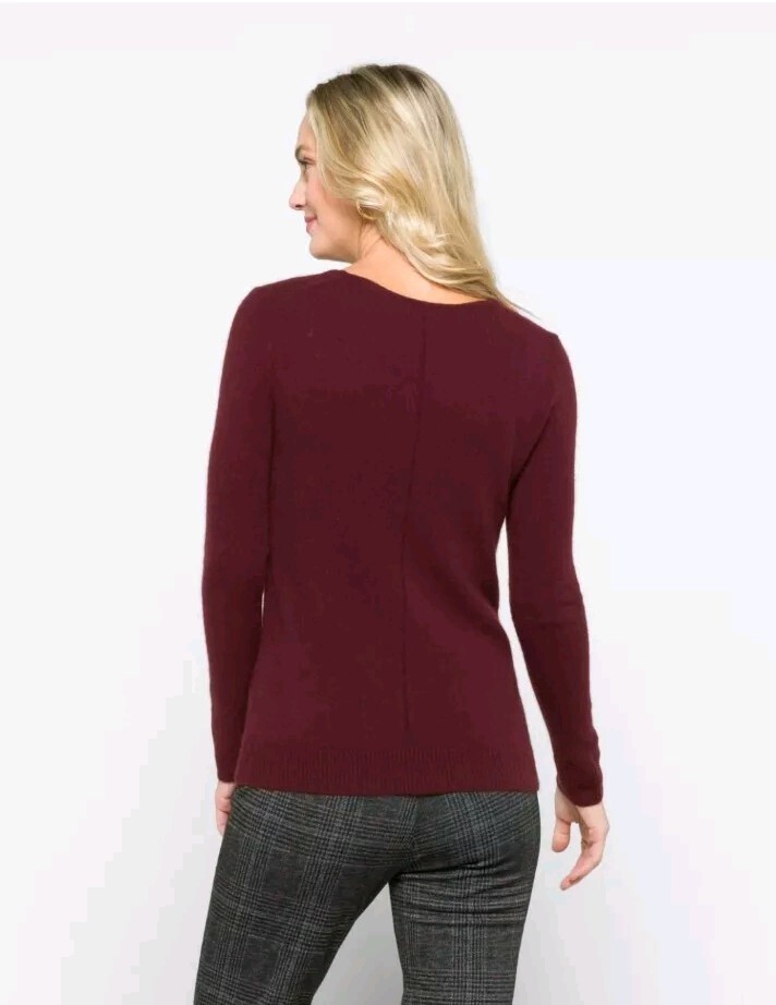 100% Cashmere Womens Burgundy Pullover Top Hand Wash Sz. XS