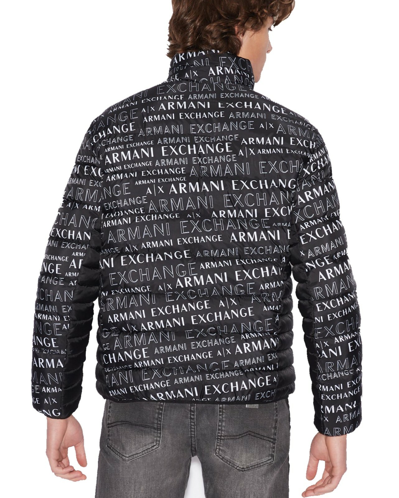 NWT : A|X ARMANI EXCHANGE Mens Logo Print Quilted Puffer Jacket : Black: S – XXL