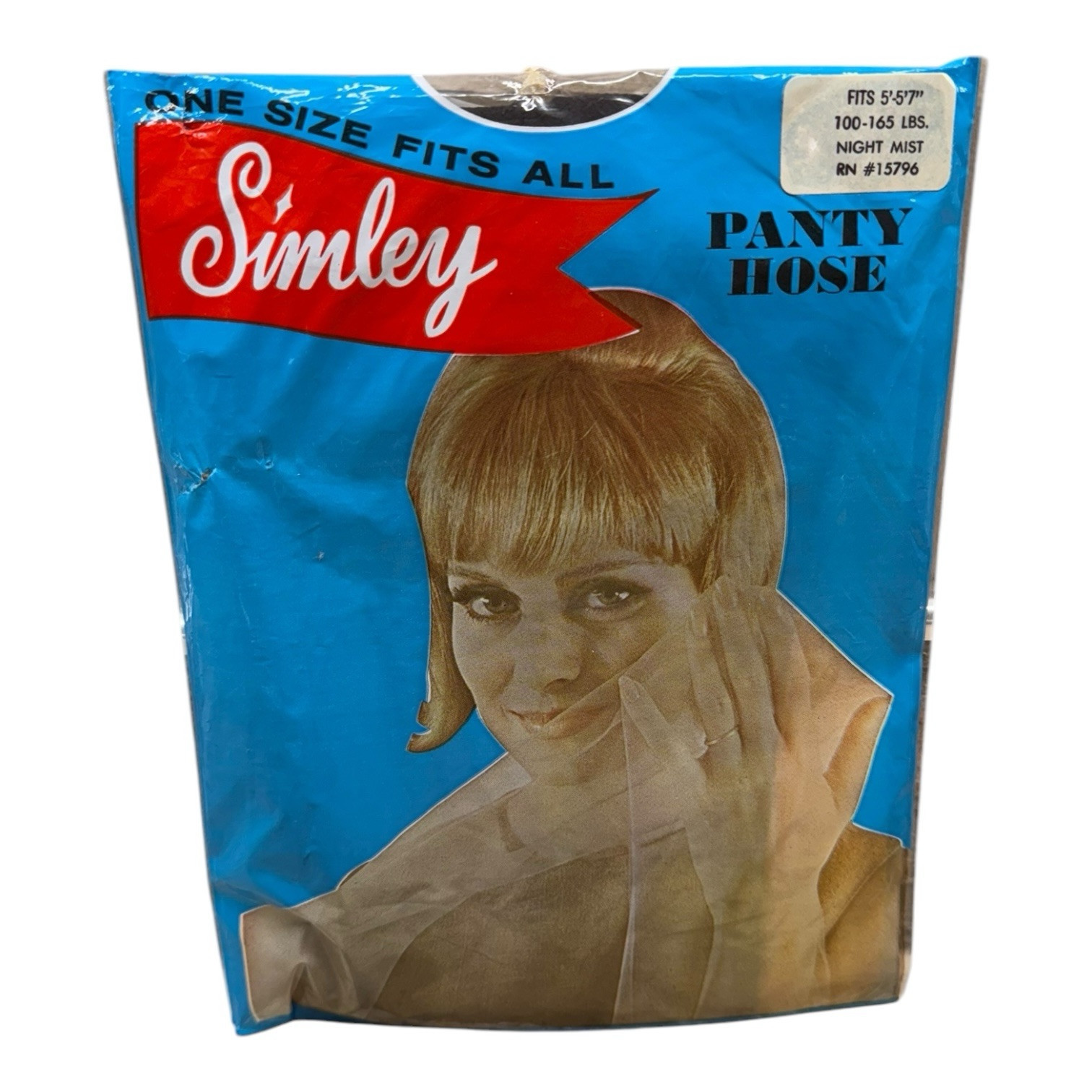 VINTAGE PANTYHOSE NOS Simley Brand NIGHT MIST One Size NYLON 100-165 lbs