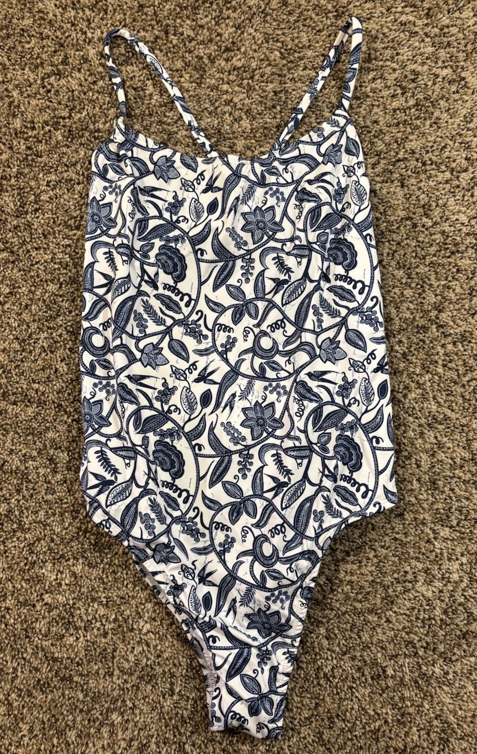 Liberty & Justice White & Blue 1 Piece Swimsuit. Size: Medium.