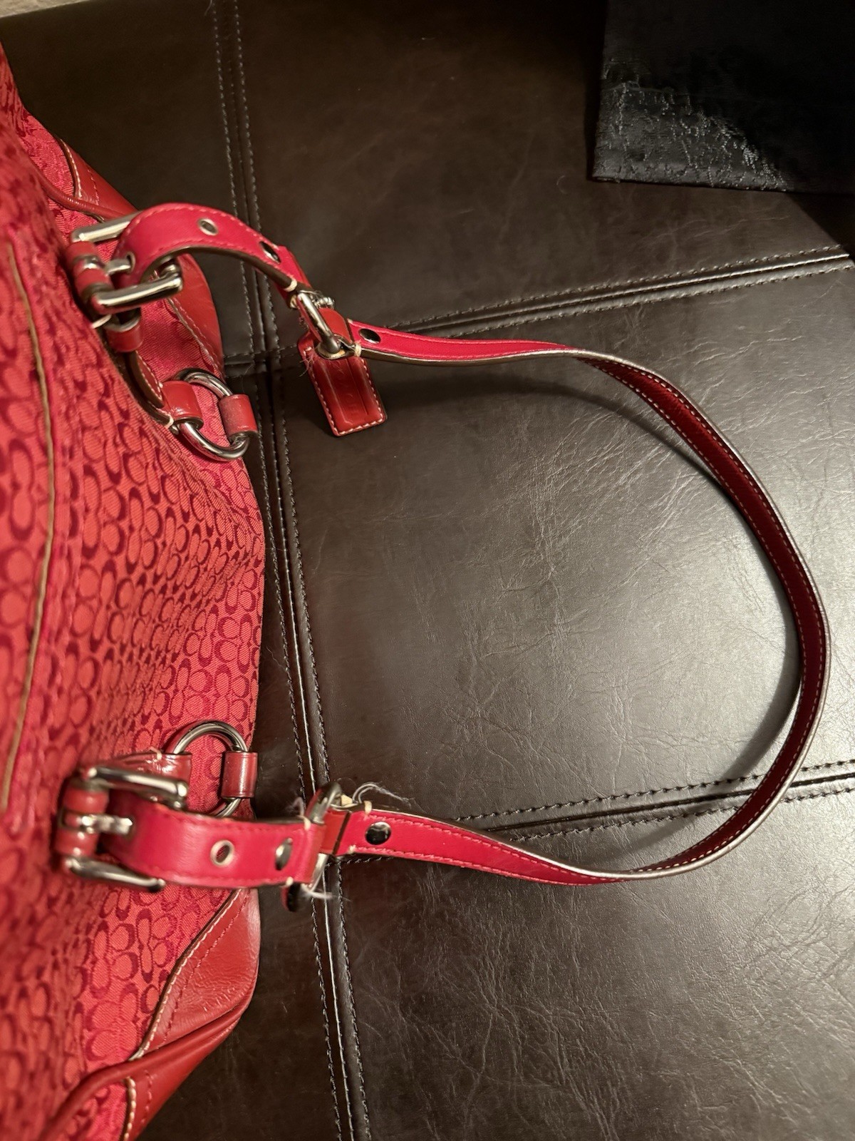 Coach Signature, Cherry Red, SoHo Y2KBag, Zip Top, Lined, Inner Pockets