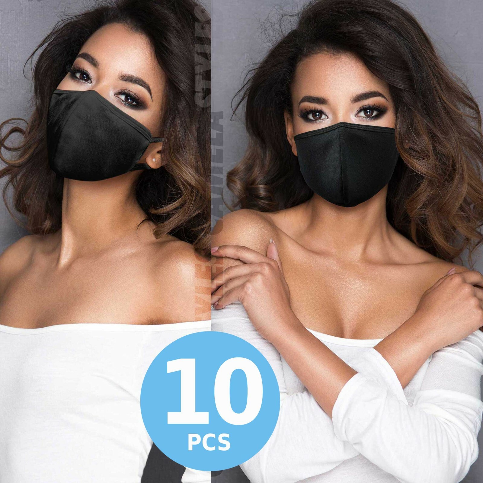 10 pcs Face Mask Reusable Breathable Unisex Cover Mask Men Women – Black Color