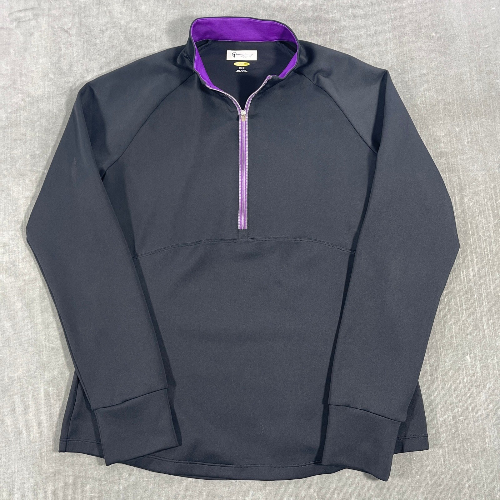Greg Norman Play Dry Womens Medium Black Purple Quarter 1/4 Zip Golf Pullover
