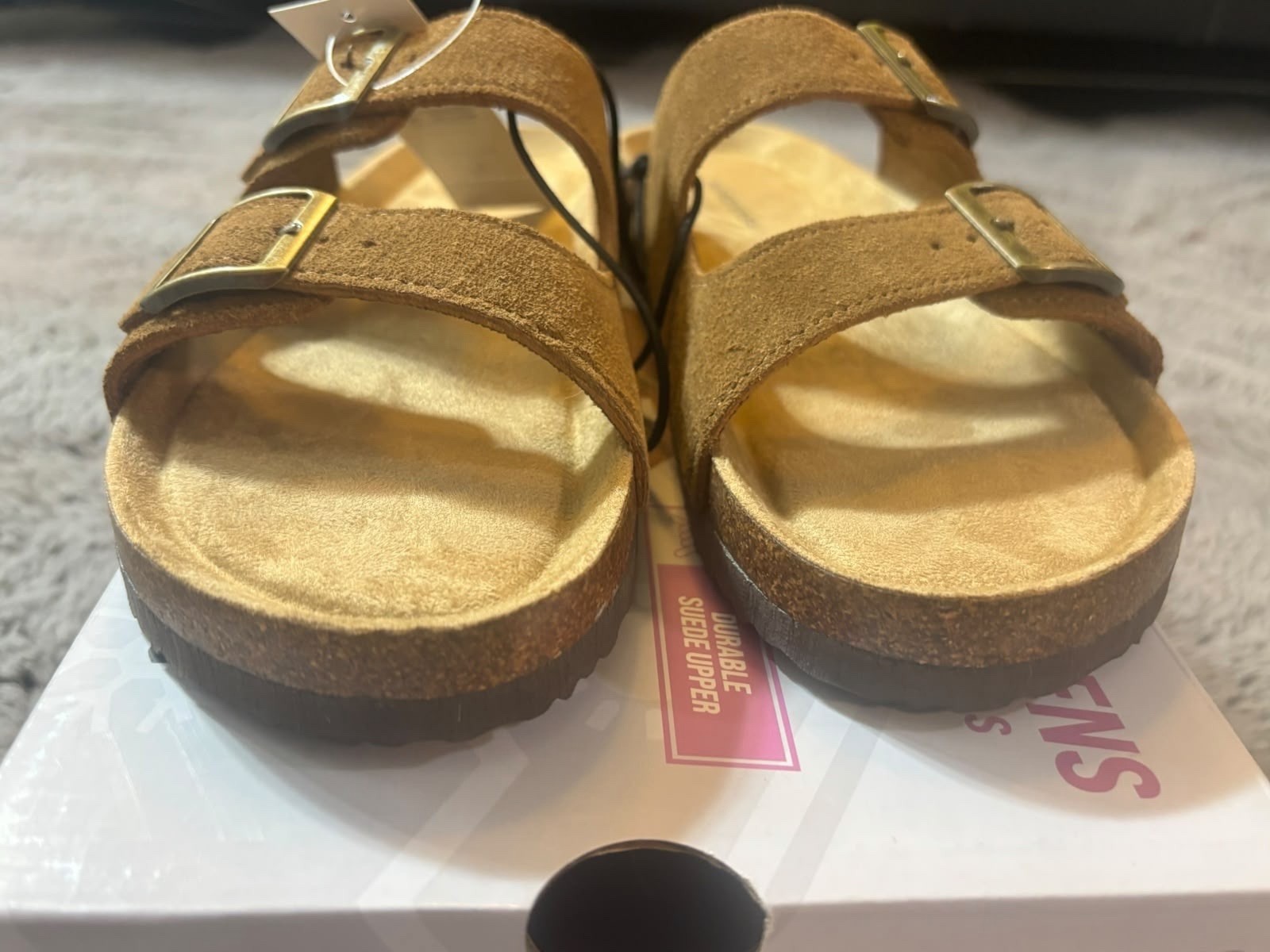 Khombu Womens Cork Footbed Buckle Slide Sandals Brown Size 7 NWT