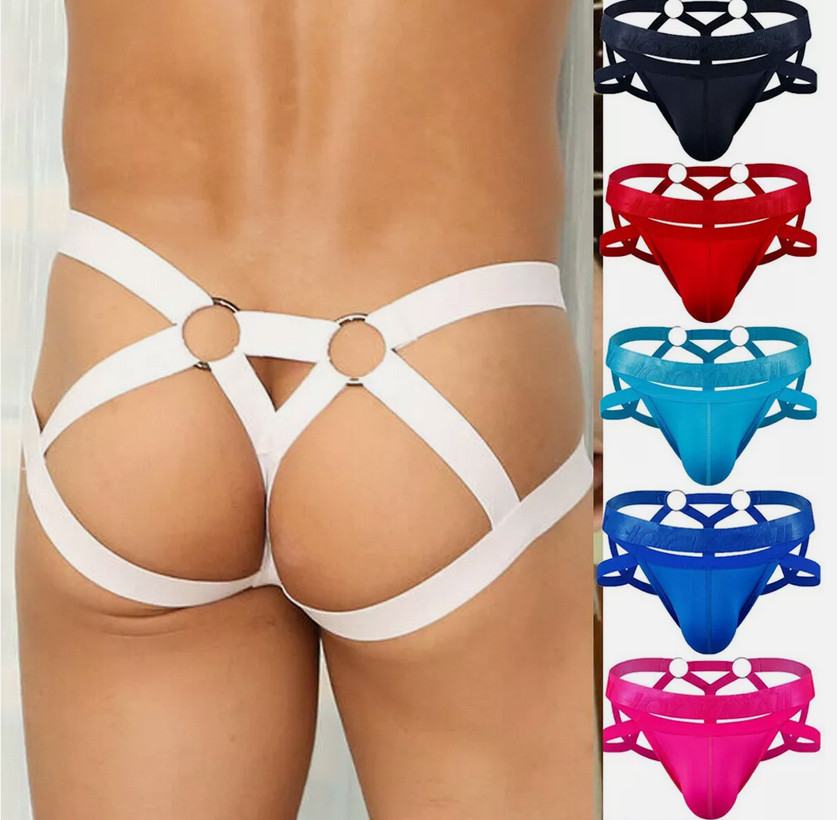 Jockmail Sexy Men’s Jockstrap Briefs Underwear G-string Thongs T-back Underpant