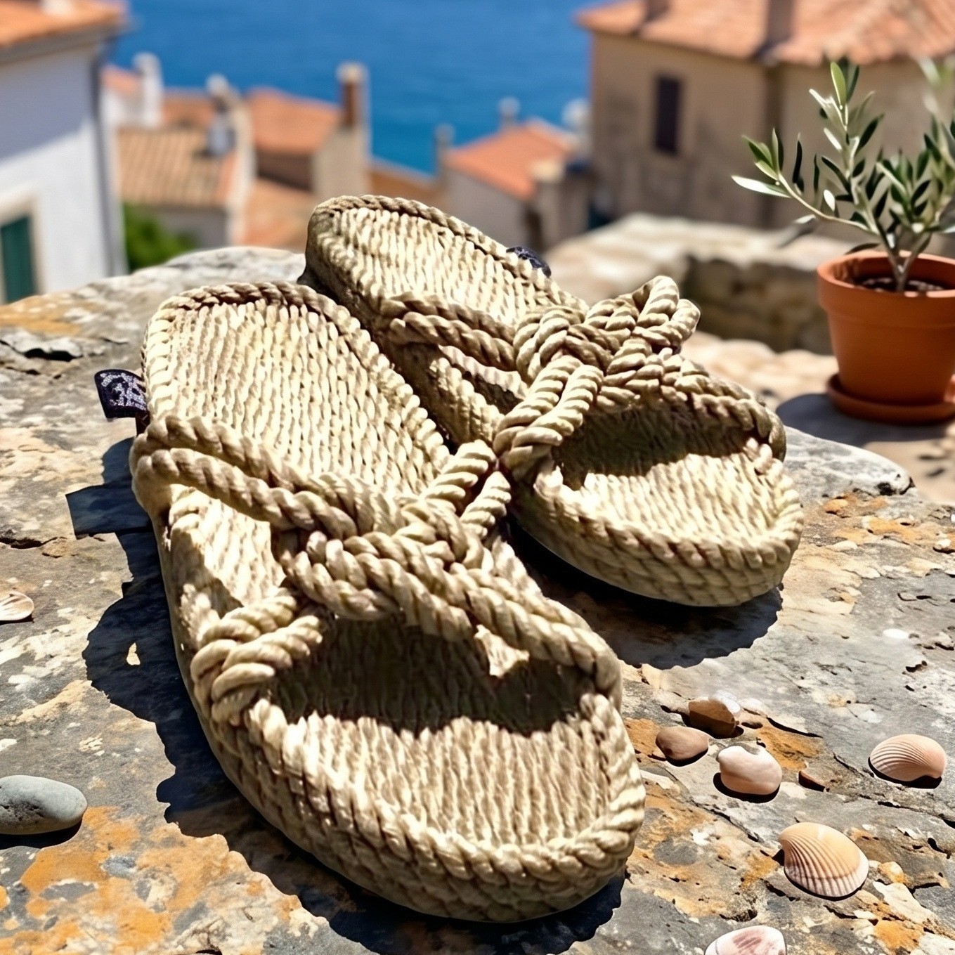 Nomadic State of Mind Womens 7 Sailors Delight Camel Tan Rope Sandals Vegan NEW