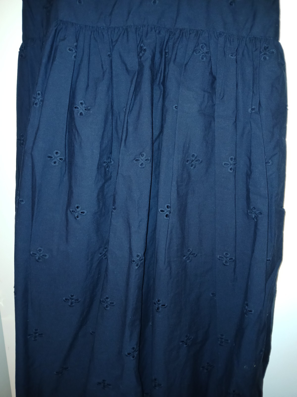 Free Assembly Navy Blue Cotton Eyelet Dress sz M