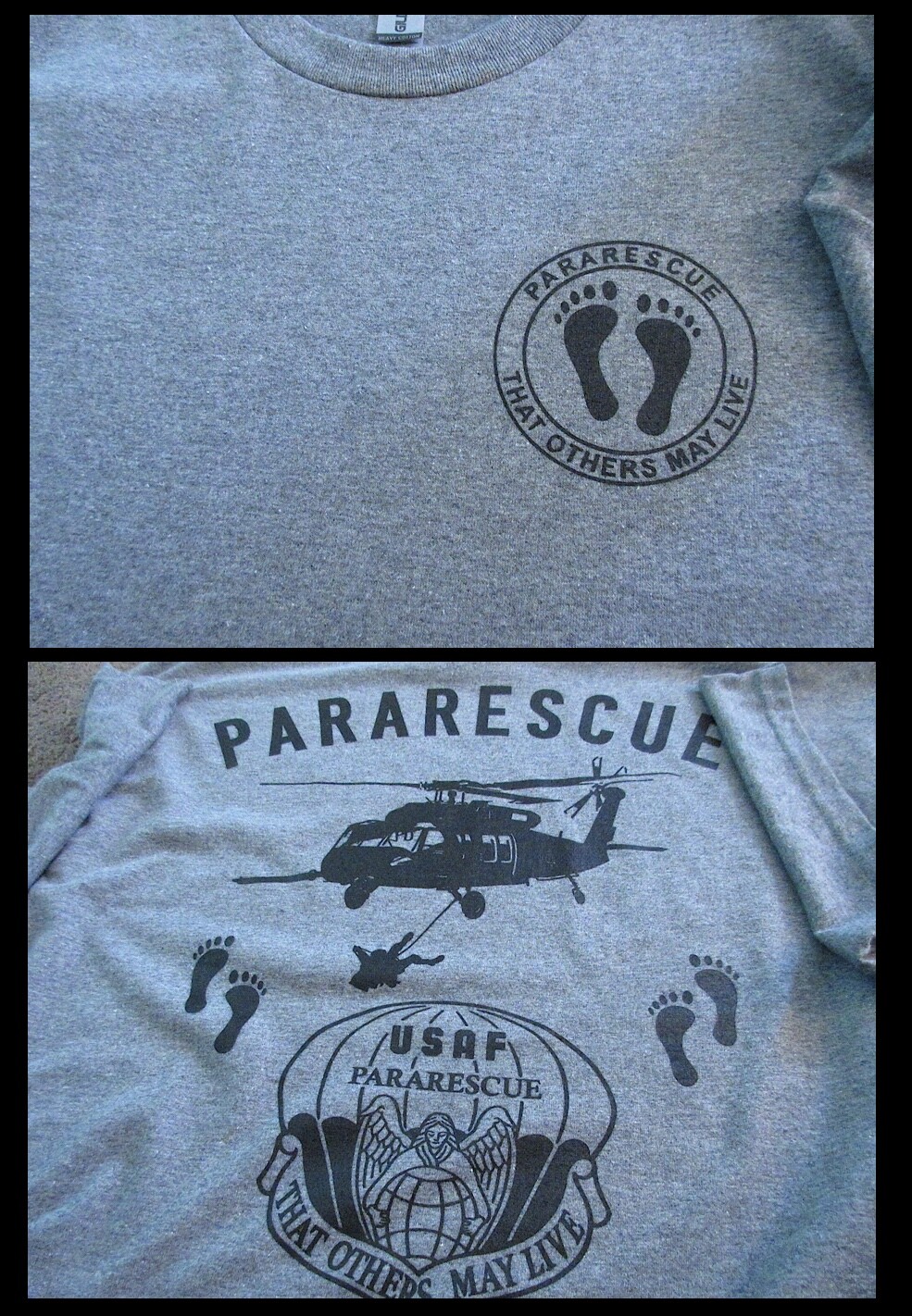 PARARESCUE “That Others May Live” USAF Silk Screen T-Shirt XL Morale/Collect US