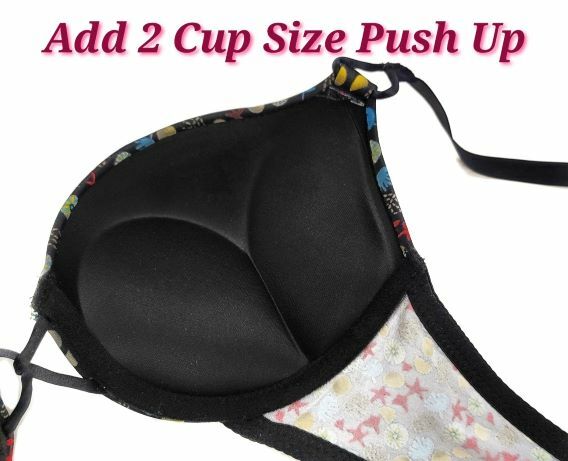 Add 2Cup Sizes Extreme Ultimate Lift Padded Cross Front Floral Print Push Up Bra