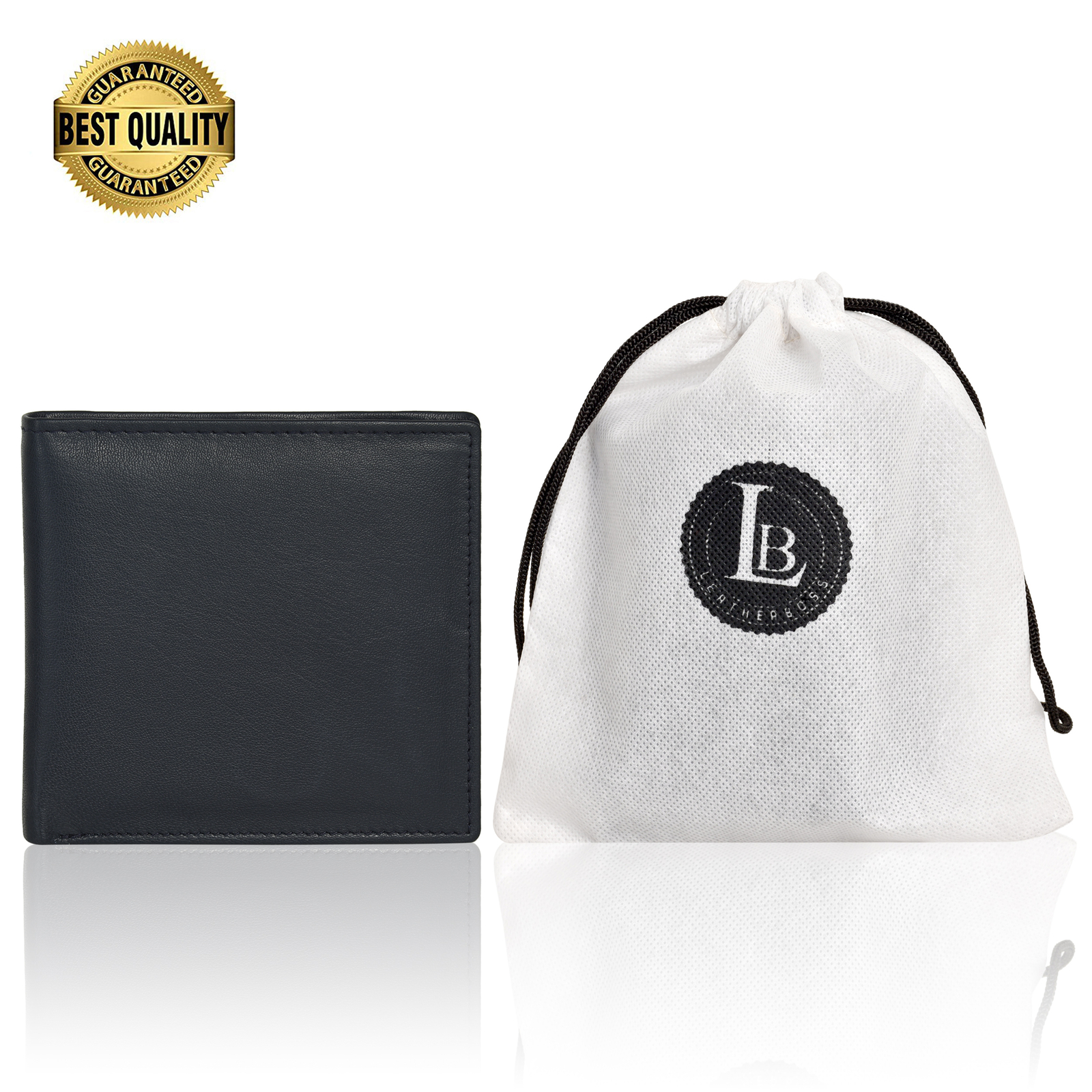 Leatherboss Genuine Leather Men Hipster RFID Protection with Middle Flap Wallet